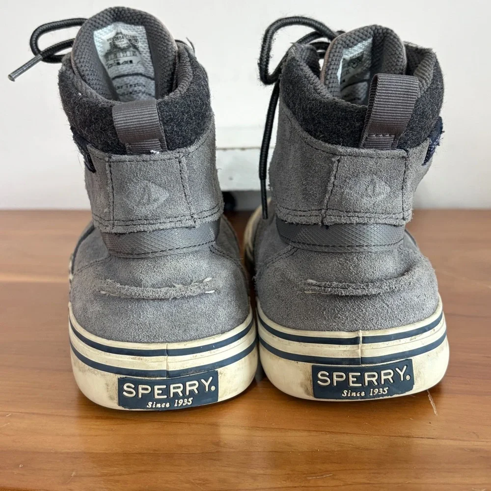 Sperry Mens Gray Suede High Top Sneaker Boots STS22654 Size 8.5